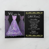 名前をカスタムする – ブリデッシュメイドバイオレットパープルドレス 招待状 (内部)