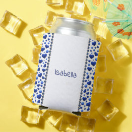 名前をカスタムする、ブルーグリッターハート缶クーラー 缶クーラー