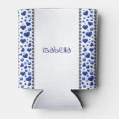 名前をカスタムする、ブルーグリッターハート缶クーラー 缶クーラー (正面)