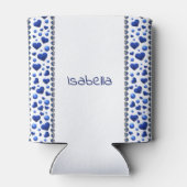 名前をカスタムする、ブルーグリッターハート缶クーラー 缶クーラー (裏面)