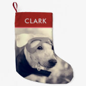 名前をカスタムする&ペットフォトlかわいい子犬の恋人 スモールクリスマスストッキング (正面)