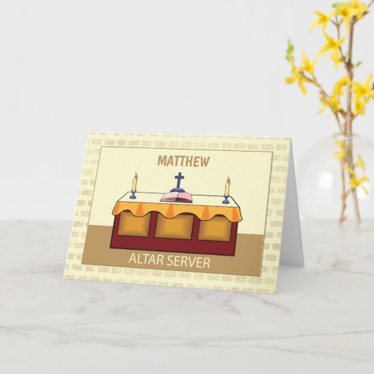 名前をカスタムする、マシューおめでとう祭壇サーバー カード (黄色い花)