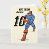 名前をカスタムする、マシュー、10誕生日スーパーヒーロー カード (黄色い花)
