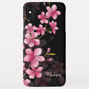 名前をカスタムする  モダンフローラさくらんぼの花模様 iPhone XS MAXケース