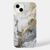 名前をカスタムする/モノグラムグレーホワイトと金ゴールドマーリング Case-Mate iPhoneケース (裏面)