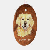 名前をカスタムする、モノグラム文字ゴールデンレトリバードッグ セラミックオーナメント (右)