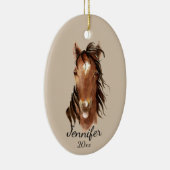 名前をカスタムする、モノグラム、文字水彩馬セラム セラミックオーナメント (右)