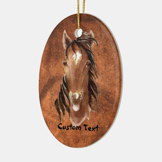 名前をカスタムする、モノグラム、文字水彩馬 セラミックオーナメント (左)