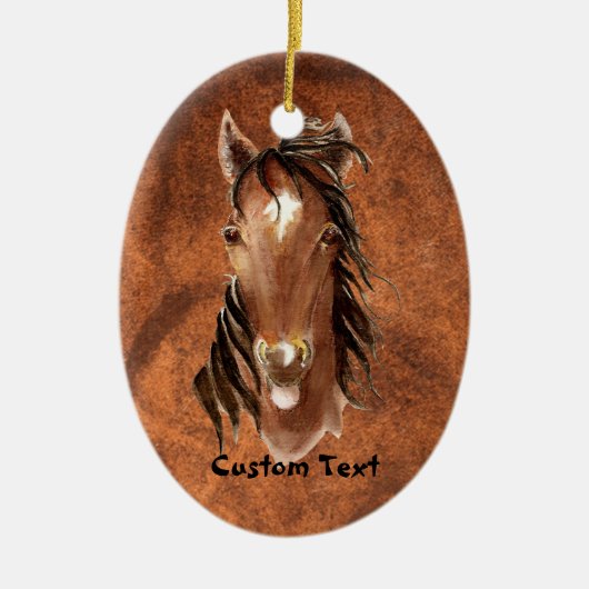 名前をカスタムする、モノグラム、文字水彩馬 セラミックオーナメント (正面)