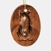 名前をカスタムする、モノグラム、文字水彩馬 セラミックオーナメント (裏面)