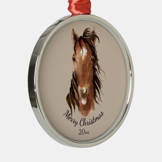 名前をカスタムする、モノグラム、文字水彩馬 メタルオーナメント (右)