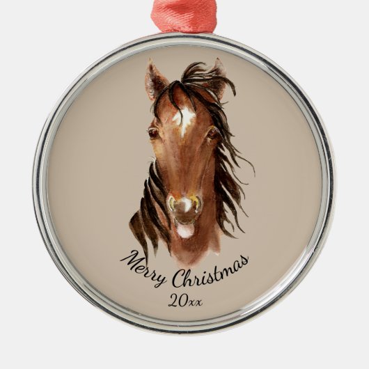 名前をカスタムする、モノグラム、文字水彩馬 メタルオーナメント (正面)