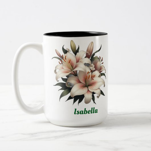 名前をカスタムする、ライリー2トーンコーヒーマグ、15オズ ツートーンマグカップ (左)