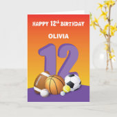 名前をカスタムする&リレーションガール12th誕生日スポーツ カード (黄色い花)