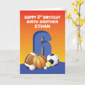 名前をカスタムする&リレーションボーイ第6誕生日スポーツ カード (黄色い花)