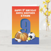 名前をカスタムする&リレーションボーイ9誕生日スポーツ カード (黄色い花)