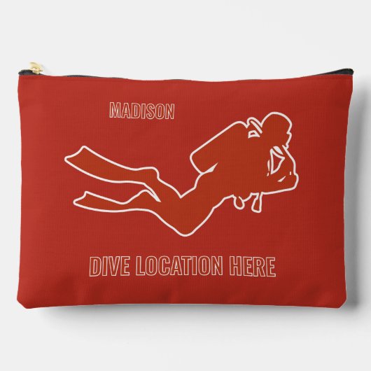 名前をカスタムする&ロケーションスキューバダイバー アクセサリーポーチ (正面)