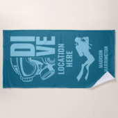 名前をカスタムする&ロケーションスキューバダイビング ビーチタオル (正面)