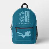 名前をカスタムする&ロケーションスキューバダイビング プリントバックパック (正面)