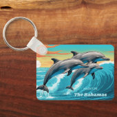 名前をカスタムする&ロケーションドルフィン キーホルダー (裏面)