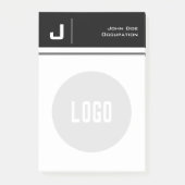 名前をカスタムする&ロゴクリーンシンプルミニマリストブラック ポストイット (正面)