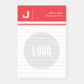 名前をカスタムする&ロゴクリーンシンプルミニマリストレッド ポストイット (正面)