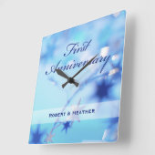 名前をカスタムする、一結婚周年記念の輝き スクエア壁時計 (傾斜)