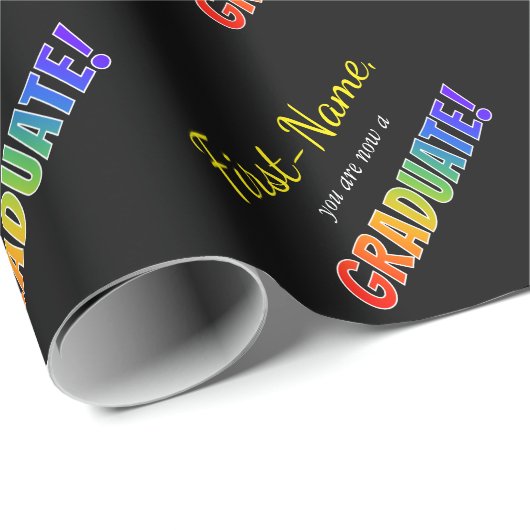 名前をカスタムする + "今ではです卒業生!" (虹) ラッピングペーパー (ロールコーナー)