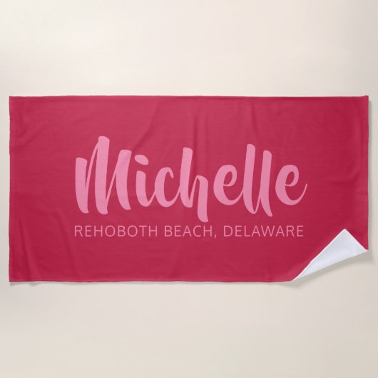 名前をカスタムする、位置、カラービーチタオル ビーチタオル (正面)