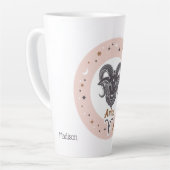 名前をカスタムする〔占星術の〕十二宮図の署名 カフェラテマグ (左アングル)