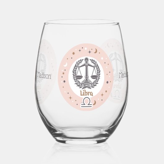 名前をカスタムする〔占星術の〕十二宮図サインライブラリー ステムなしワイングラス (裏面)