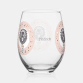 名前をカスタムする〔占星術の〕十二宮図サインレオ ステムなしワイングラス (正面)