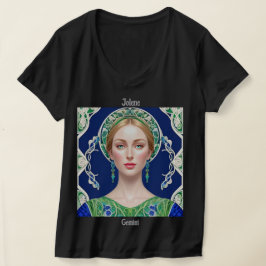 名前をカスタムする〔占星術の〕十二宮図サイン女性のVネック Tシャツ