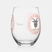 名前をカスタムする〔占星術の〕十二宮図標識山羊座 ステムなしワイングラス (右)