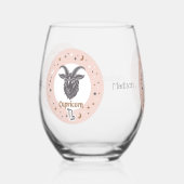 名前をカスタムする〔占星術の〕十二宮図標識山羊座 ステムなしワイングラス (左)