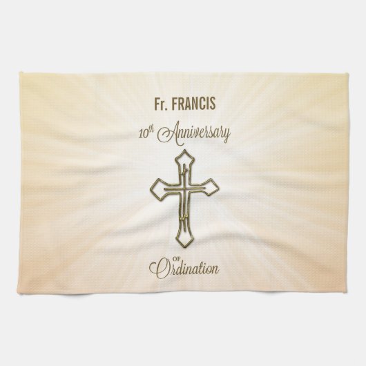 名前をカスタムする、叙位十周年 キッチンタオル (横)