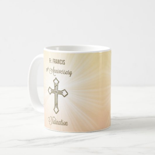 名前をカスタムする、叙位十周年 コーヒーマグカップ (正面左)
