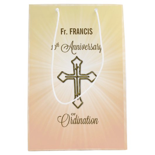 名前をカスタムする、叙位十周年 ミディアムペーパーバッグ (正面)