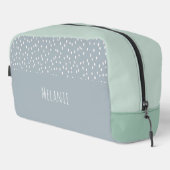 名前をカスタムする、可愛モダンい灰色の青い斑点 ドップキット (右コーナー)