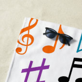 名前をカスタムする; 多くのカラフルな音楽ノートおよび記号 ビーチタオル (インサイチュ)