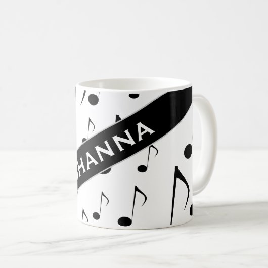 名前をカスタムする + 多くの音符パターンマグ コーヒーマグカップ (正面右)