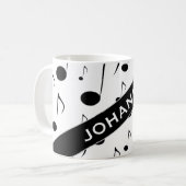 名前をカスタムする + 多くの音符パターンマグ コーヒーマグカップ (正面左)