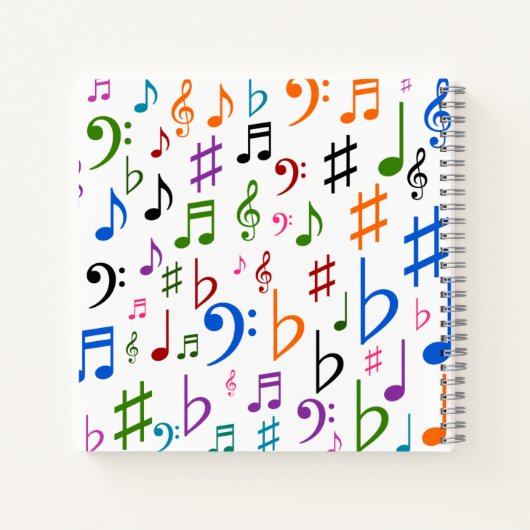 名前をカスタムする;多数の音カラフル楽ノートとシンボル ノートブック (裏面)