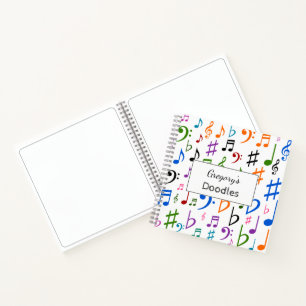 名前をカスタムする;多数の音カラフル楽ノートとシンボル ノートブック