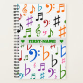 名前をカスタムする;多数の音カラフル楽ノートとシンボル プランナー手帳 (正面)