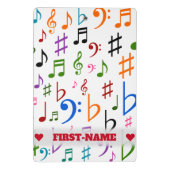 名前をカスタムする;多数の音カラフル楽ノートとシンボル ミニクリップボード (裏面)