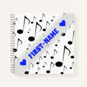 名前をカスタムする+多数の音符パターンノート ノートブック (正面)