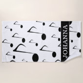 名前をカスタムする+多数の音符パターン ビーチタオル (正面)