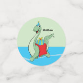 名前をカスタムする、少年、誕生日恐竜 コンフェッティ (スモール正面)