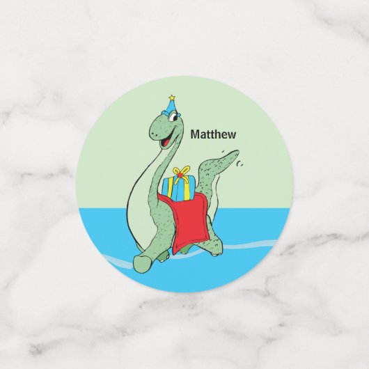 名前をカスタムする、少年、誕生日恐竜 コンフェッティ (スモール正面)